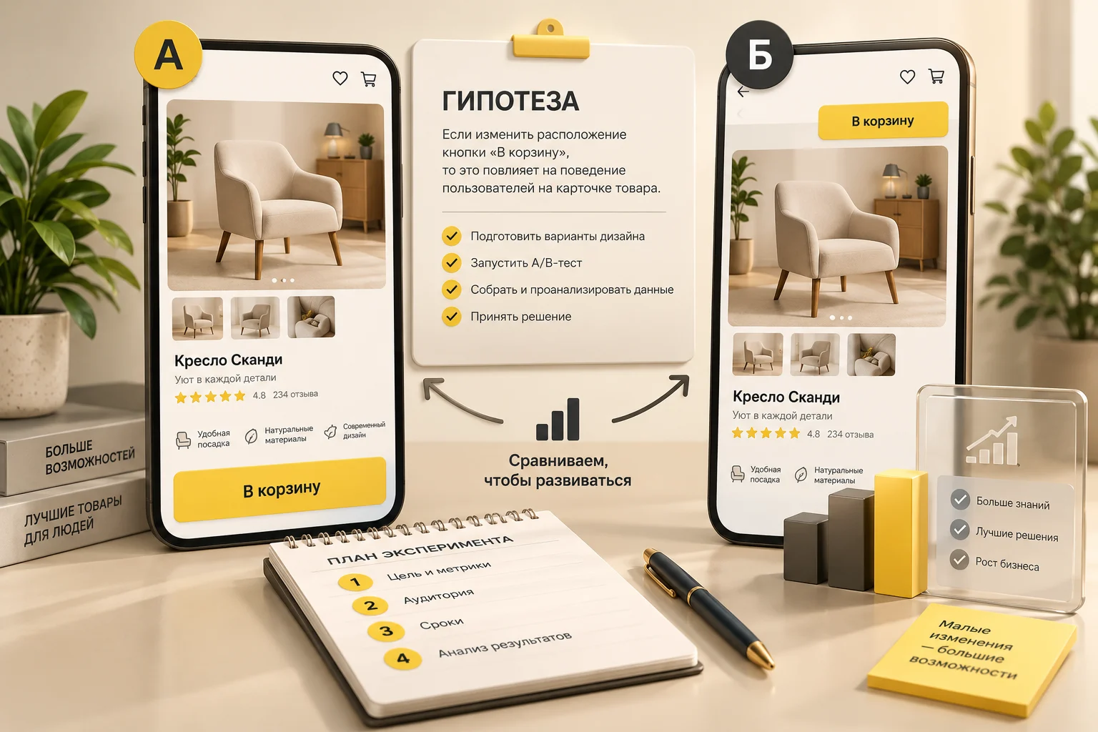 Эксперименты и развитие: Развиваем магазин по наблюдениям и результатам.